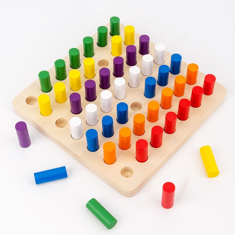 Educational Colour Cognition Sorting & Stacking Wooden Board Block Toys